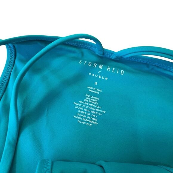 Storm Reid x Pacsun Blue One Shoulder Strappy Ring Bikini Size S Sexy - Picture 6 of 10